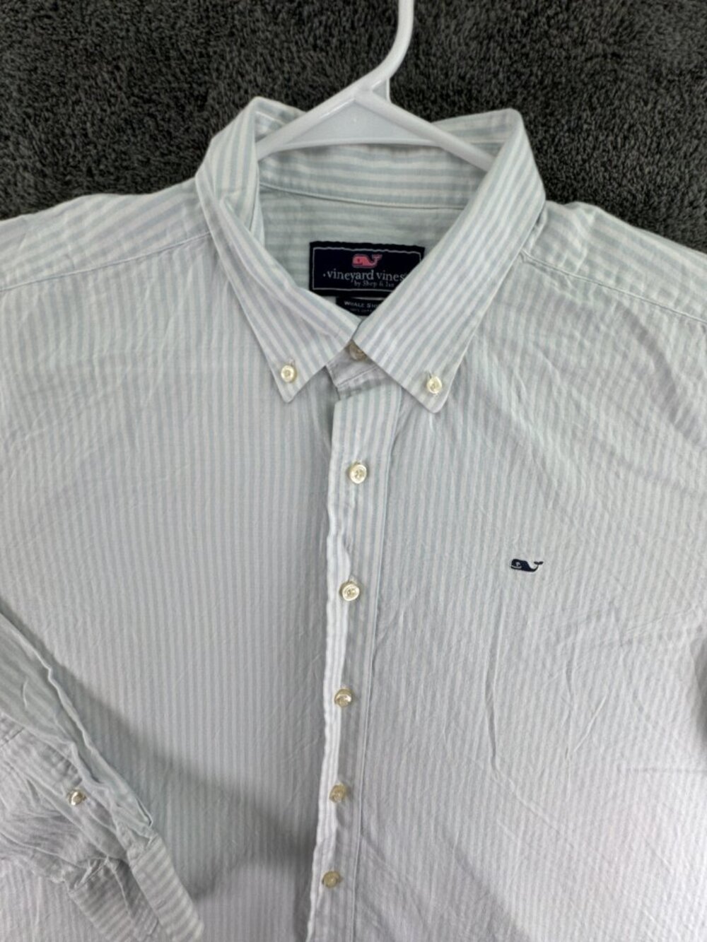 Vineyard Vines Long Sleeve Button Up Men’s Striped Blue White XL Whale Shirt